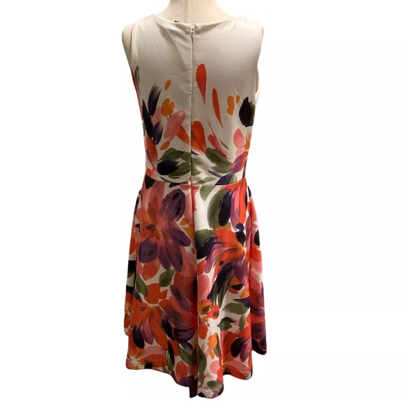 Roz and Ali, dress, water color floral print, back zippered, midi - Picture 3 of 8